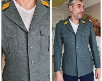 mens military coat S/M Gray wool coat military jacket wool blazer Army jacket Army military Swedish Uniform Military blazer Gray wool jacket
