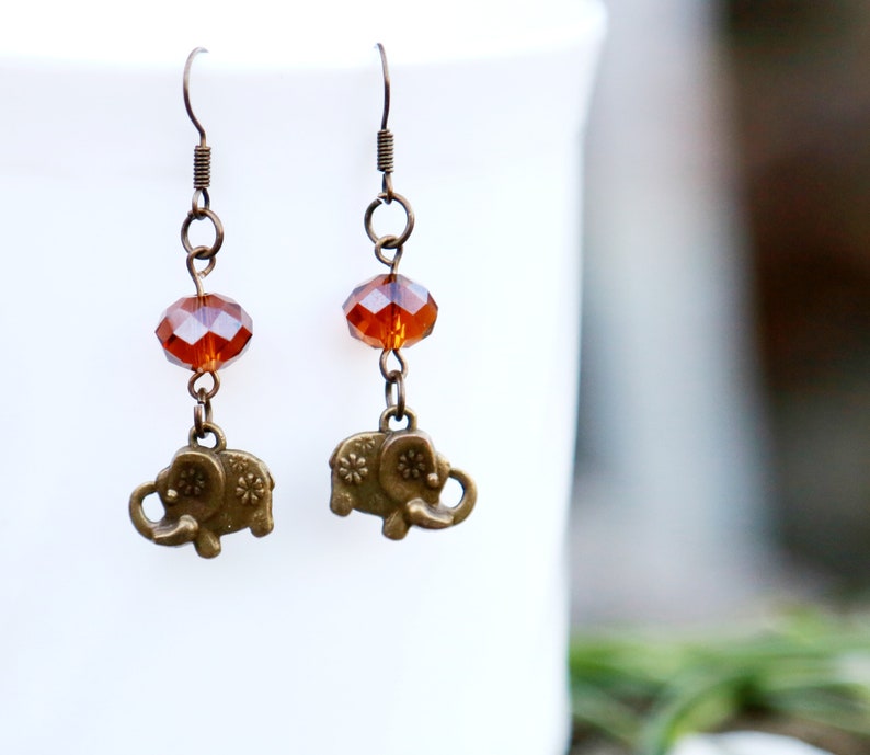 sister gift Elephant earrings Elephant Jewelry festival earring African style Elephant lover gift animal Jewelry animal earring fine earring image 4