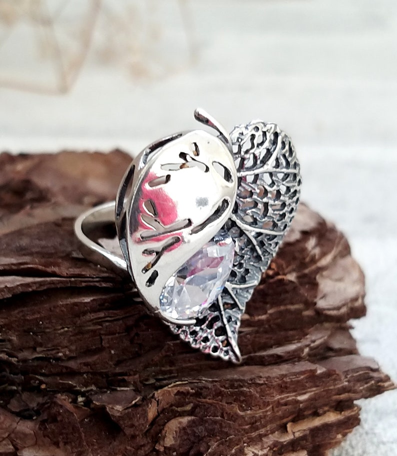 leaf jewelry Vintage leaf Ring Art deco jewelry Art deco ring 925 Sterling Silver Jewelry Silver Ring Victorian Jewelry Victorian Ring 8 image 3