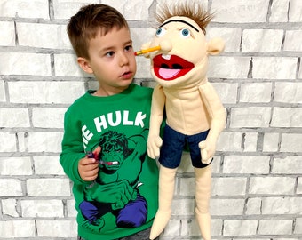 Stuffed jeffy puppet Plush toys Vintage jeffy toys 21"  puppet collectible toy plush Children's Toy King Hand puppet kids Toy puppet theater