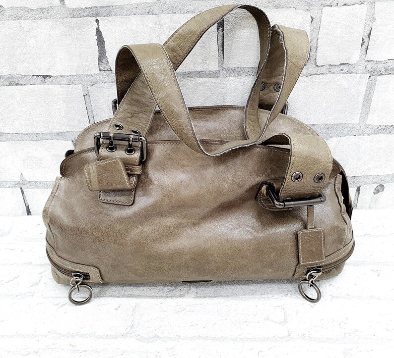 womens leather tote Khaki leather bag Vintage tote bag womens handbag Vintage womens bag Handle Bag womens boho bag image 2