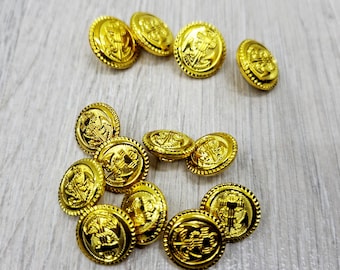 vintage Sets of Gold metal Anchor Button French nautical Military Marine Antique French mercerie Haberdashery
