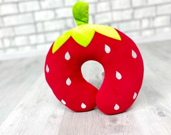 Stuffed Strawberry Plush toys 11" Strawberry Pillow Travel Pillow  Vintage Neck Pillows collectible toy Children's Toy Stuffed Toy kids Toy