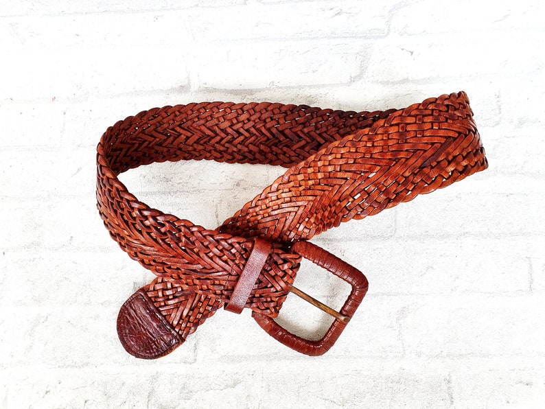 Western Woven Leather Belt Vintage Womens belt for women accessories Dark brown leather belt XL cowgirl belt Ladies Belt brown belt image 4