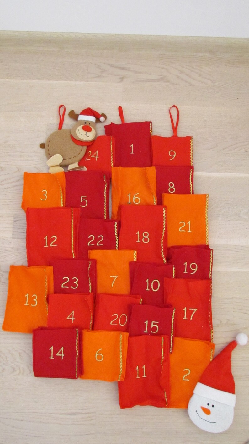 Fabric advent calendar advent for kids Christmas ornament Etsy
