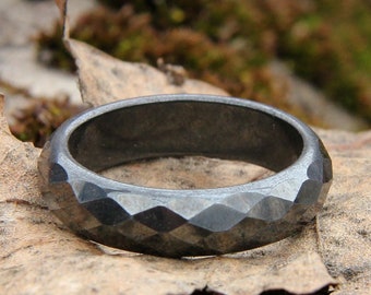 carved stone ring Hematite Ring stone Jewelry solid stone ring stone band rings stone Ring Gemstone Ring Birthstone Ring Hematite Jewelry