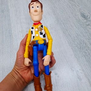 Puede incluir: Una figura de juguete de pl&aacute;stico de Woody de la franquicia Toy Story. Woody lleva su caracter&iacute;stico sombrero de vaquero, chaleco y pantalones vaqueros. Tiene una expresi&oacute;n amistosa en la cara y est&aacute; extendiendo el brazo derecho.