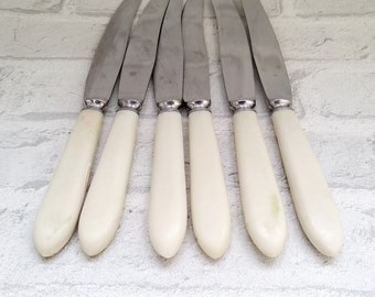 Stainless steel knifes Vintage Bakelite Flatware kitchen decor Soviet Cutlery Retro Dining Silverware Soviet knifes Retro knifes