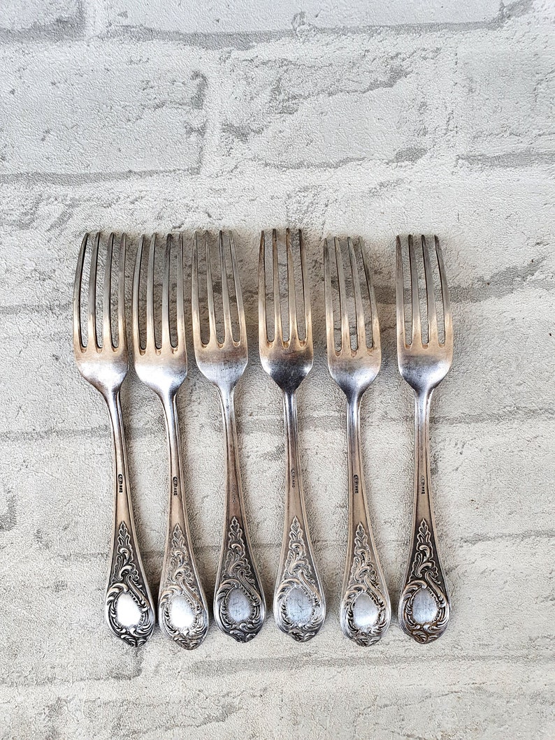 Vintage Serving Forks German silver Forks Melchior Forks Soviet vintage kitchen decor Collectible Forks Vintage silverware image 7