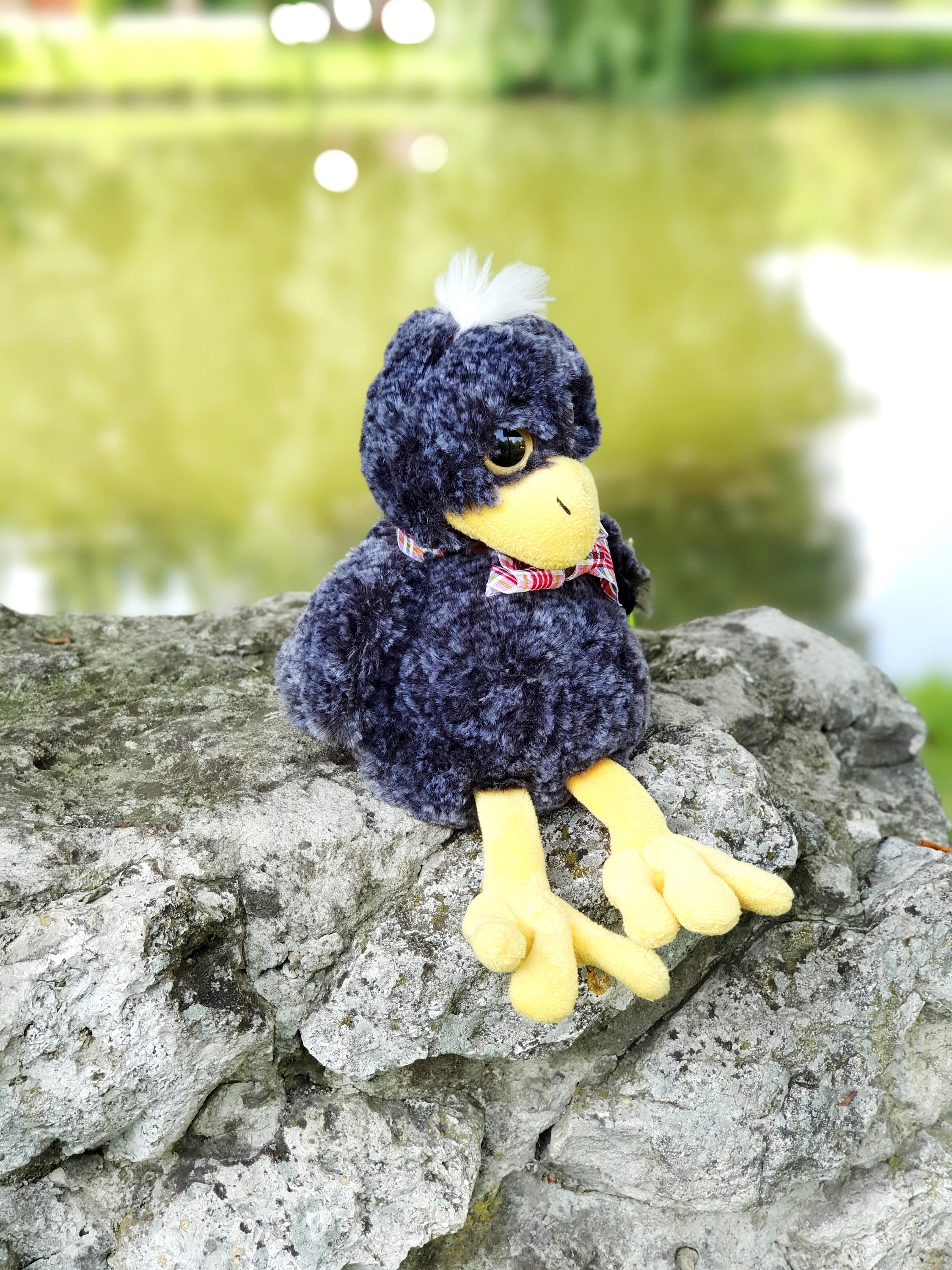 Cuervo de peluche, juguetes de peluche, juguetes de cuervo Vintage