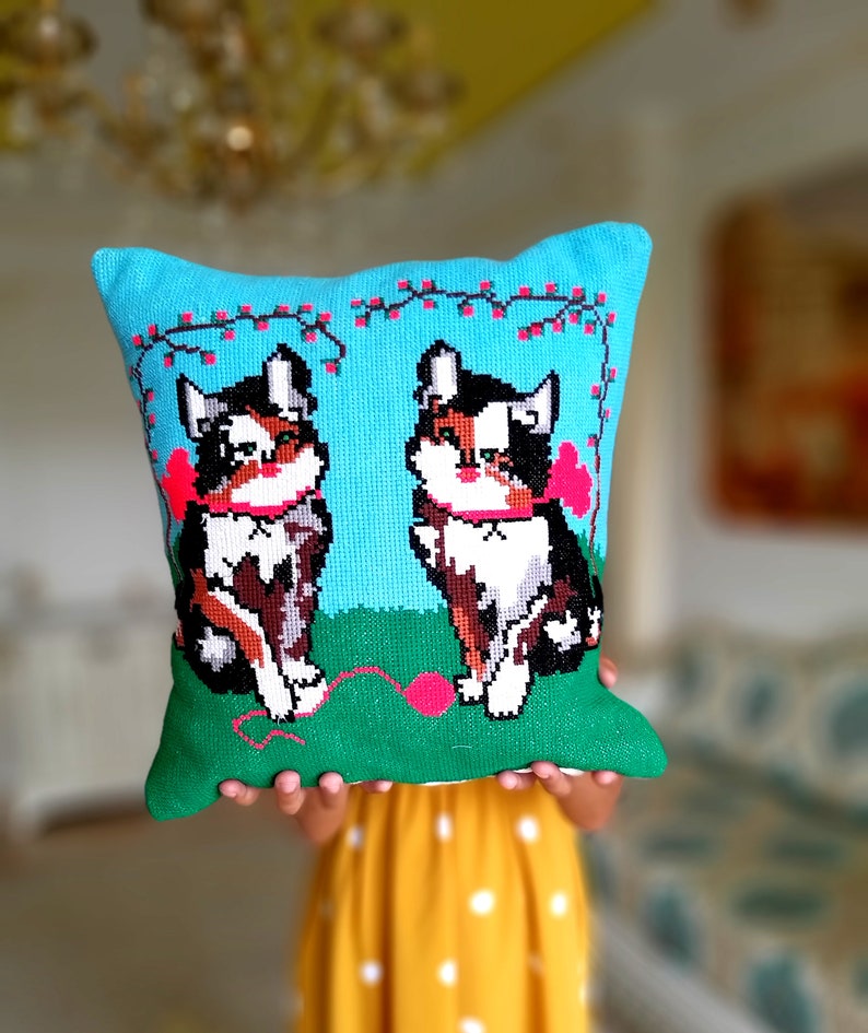 Folk Art Decorative Pillow Hand Embroidered Pillow Vintag Etsy