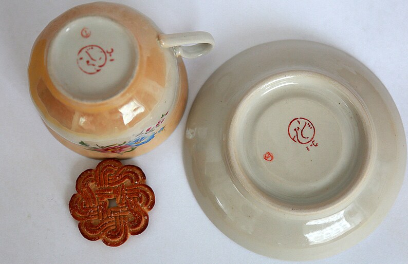 Vintage mug Rustic cup Tea Cup Ceramic cup with saucer Floral Cups Floral Porcelain Soviet porcelain flower décor shabby chic cup Soviet cup image 4