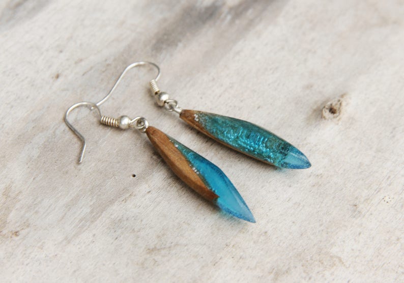 gift|for|Girlfriend rustic jewelry dangle earring drop earring Wood resin Jewelry Wood earring boho Jewelry Wooden jewelry Wooden earring