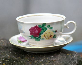 Tasse à thé café tasse Vintage en céramique coupe coupe coupe Floral Floral en porcelaine rose thé tasse soviétique fleur de porcelaine décor shabby chic tasses