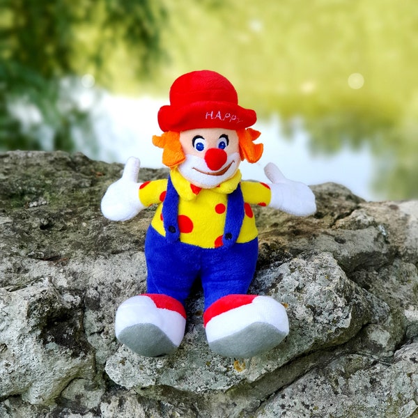 Stuffed Clown Doll 9" Clown  Plush toys Vintage collectible toy circus doll  circus Plush toys