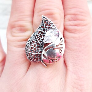 leaf jewelry Vintage leaf Ring Art deco jewelry Art deco ring 925 Sterling Silver Jewelry Silver Ring Victorian Jewelry Victorian Ring 8 image 6