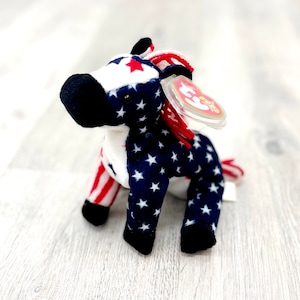 ty beanie babies  Stuffed Lefty Donkey Plush toys 6&quot; 2000 Patriotic toys Vintage collectible toy  animals toys Childrens Toy kids Toy