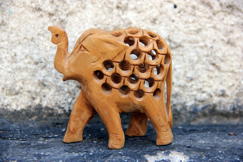 elephant decor African Elephant wood elephant statue wood statue elephant Figurine wood figurine Carved Elephant African figurine image 1