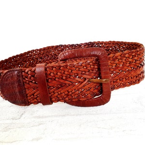 Western Woven Leather Belt Vintage Womens belt for women accessories Dark brown leather belt XL cowgirl belt Ladies Belt brown belt image 7