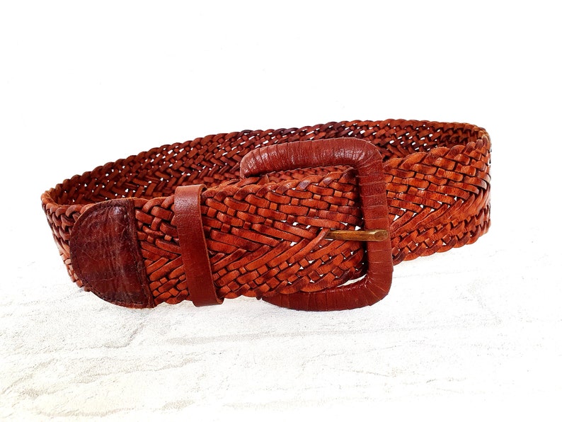 Western Woven Leather Belt Vintage Womens belt for women accessories Dark brown leather belt XL cowgirl belt Ladies Belt brown belt image 7