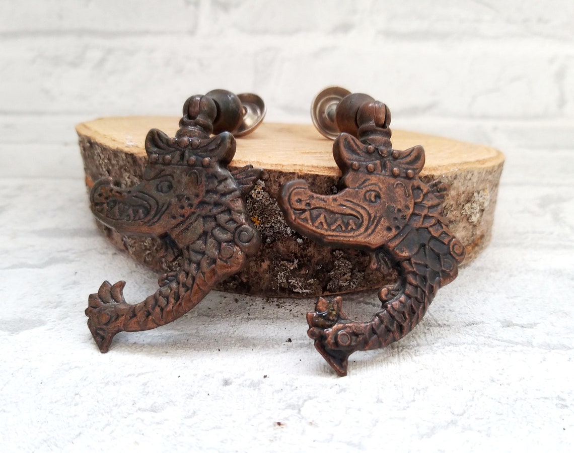 Dragón de metal Gabinete Perilla Cajón Perillas Cajón Tira de | Etsy