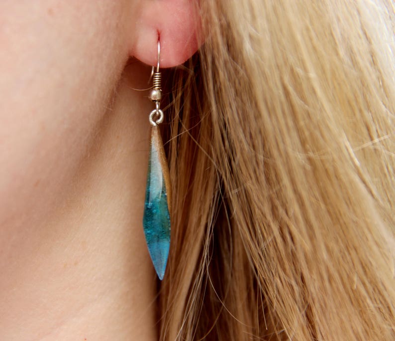 gift|for|Girlfriend rustic jewelry dangle earring drop earring Wood resin Jewelry Wood earring boho Jewelry Wooden jewelry Wooden earring