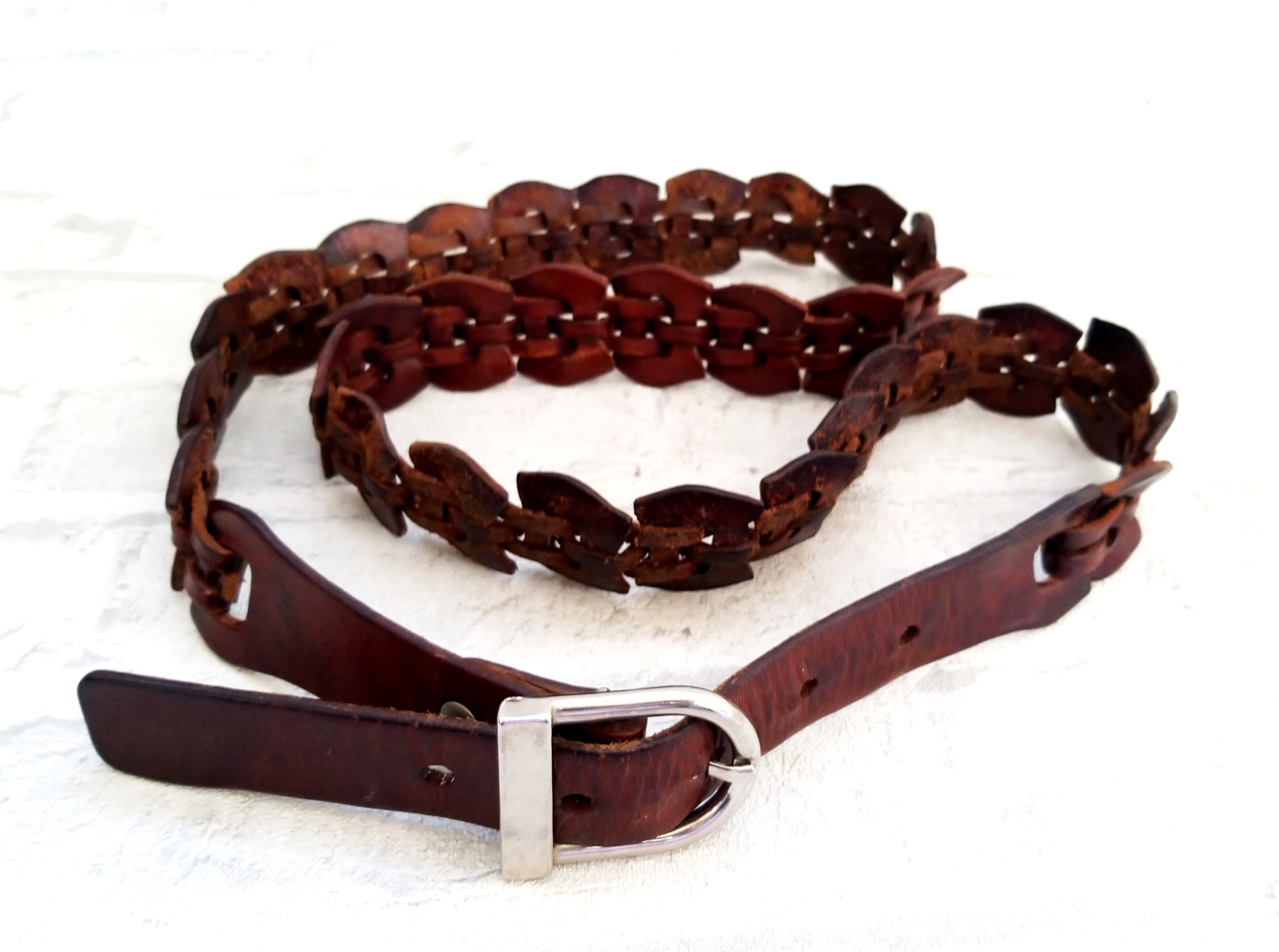 woven leather belt womens