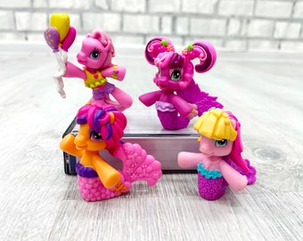 LOTE de 4 mi pequeño pony ponyville sirena Hasbro juguetes Vintage 2" juguetes coleccionables pastel topper Childrens Toy niños juguetes bebé juguetes