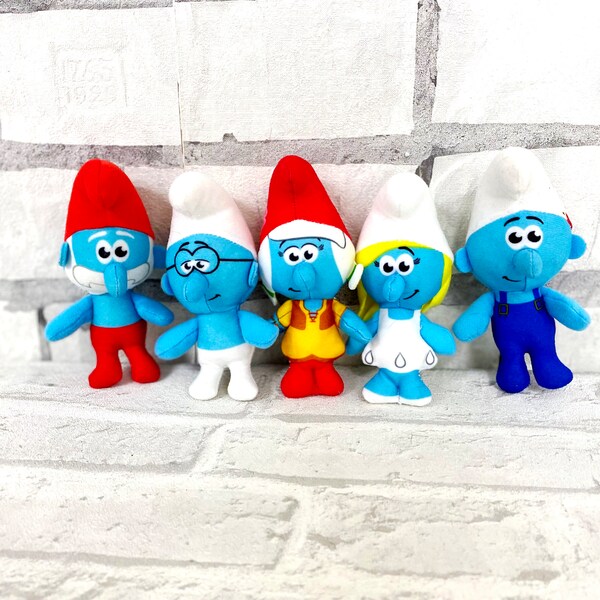 LOT Small smurfs Plush toys Vintage smurfette 5" Stuffed Smurfs Plushie collectible toy Smurfs Set Childrens Toy Stuffed Toy kids Toy