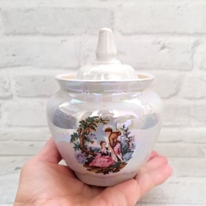 white sugar bowl  Madonna Sugar Pot shepherd boy  Serving Odds mid century modern Retro sugar bowl Kitchen Decor Retro kitchenware stoneware