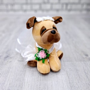 Stuffed  Bride Pug plush puppy dog toys 10&quot; wedding bride decoration  Vintage plush  kids Toy  Animal Toy Baby toy