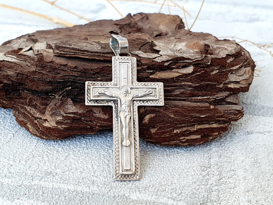 Sterling Silver Cross Vintage Silver Crucifix Religious Cross - Etsy