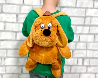 kids gifts Stuffed dog Plush backpack  16" kids backpack Vintage  Rucksack Travel dog toys