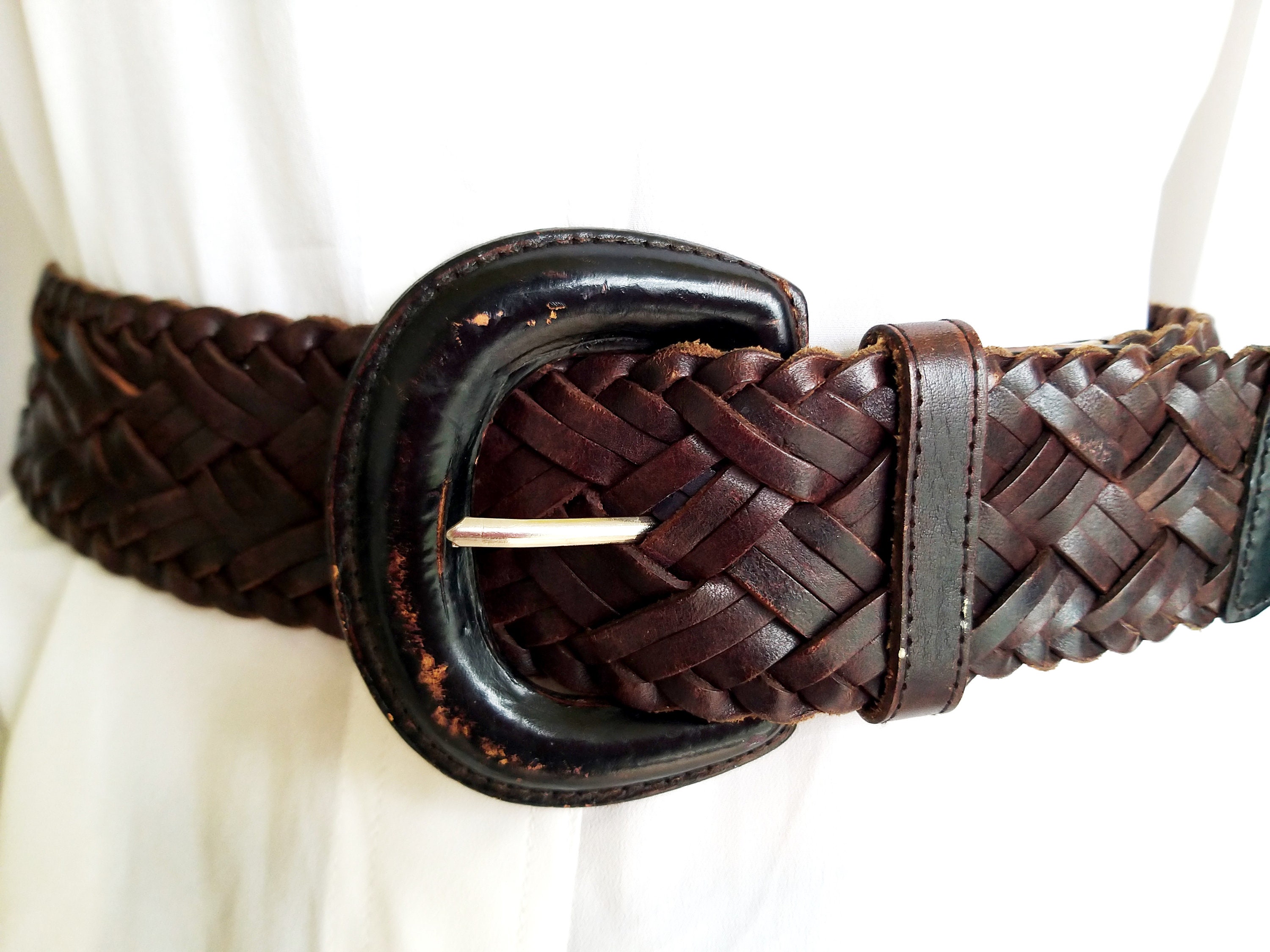 Western Woven Leather Belt Vintage Womens riem voor vrouwen accessoires Donkerbruine lederen riem XL cowgirl riem Dames Riem bruine riem Accessoires Riemen & bretels Riemen 