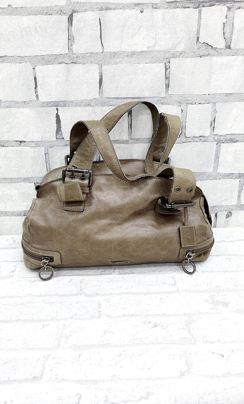 womens leather tote Khaki leather bag Vintage tote bag womens handbag Vintage womens bag Handle Bag womens boho bag image 1