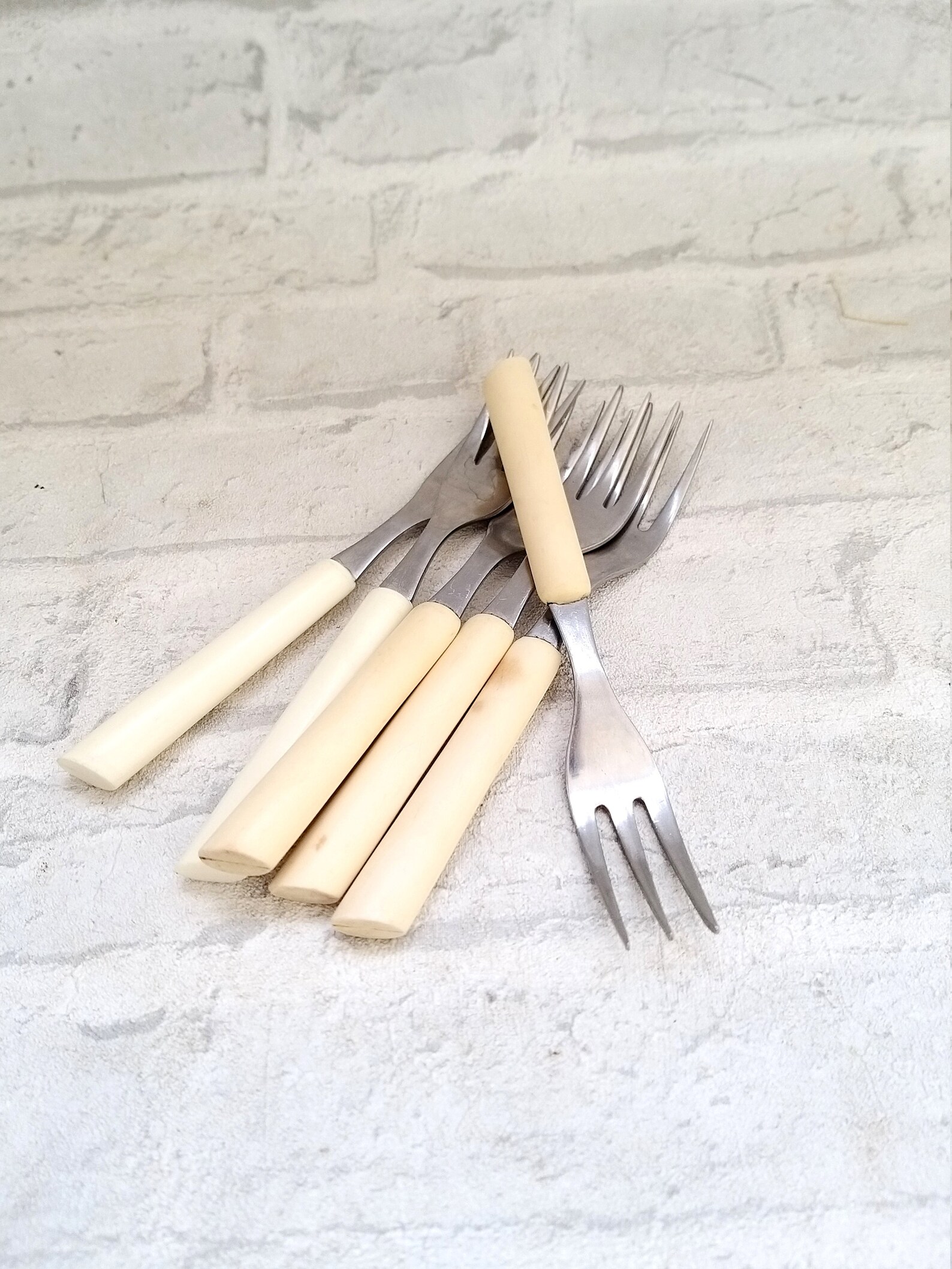 Bakelite Forks Stainless Steel Forks Vintage Bakelite Flatware Etsy