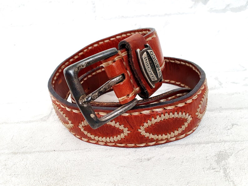 leather belt Vintage mens leather belt M Genuine leather accessories levis belt leather boho belt boho accessories image 9