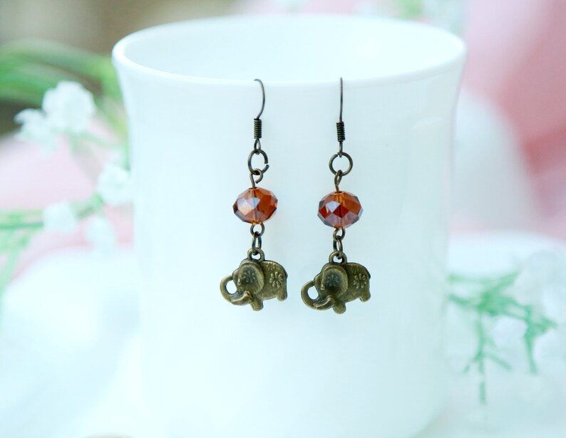 sister gift Elephant earrings Elephant Jewelry festival earring African style Elephant lover gift animal Jewelry animal earring fine earring image 3