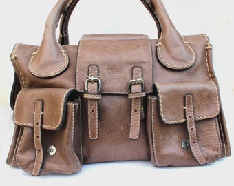 バッグ Vintage Chloe Leather Shoulder Bag y2k Chloe Paddington Handbag Brown Leather 02-08-53 Y2K Tote bag