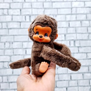 Stuffed monchhichi doll 6&quot; soft Little monkey girl  Plush toys Vintage collectible toy monkey doll  monkey Plush toys