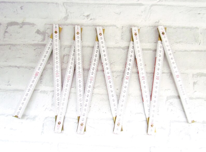 Vintage Rustic Old Tools Folding Ruler Metre Ruler Meter Carpenter 