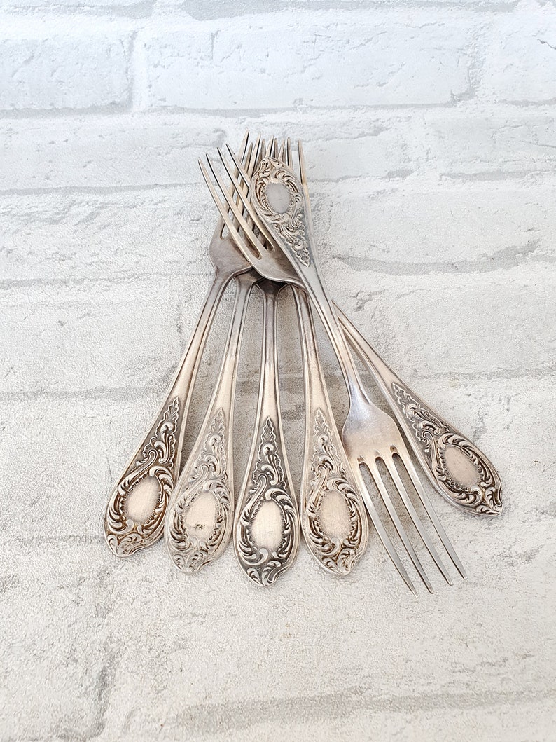 Vintage Serving Forks German silver Forks Melchior Forks Soviet vintage kitchen decor Collectible Forks Vintage silverware image 1