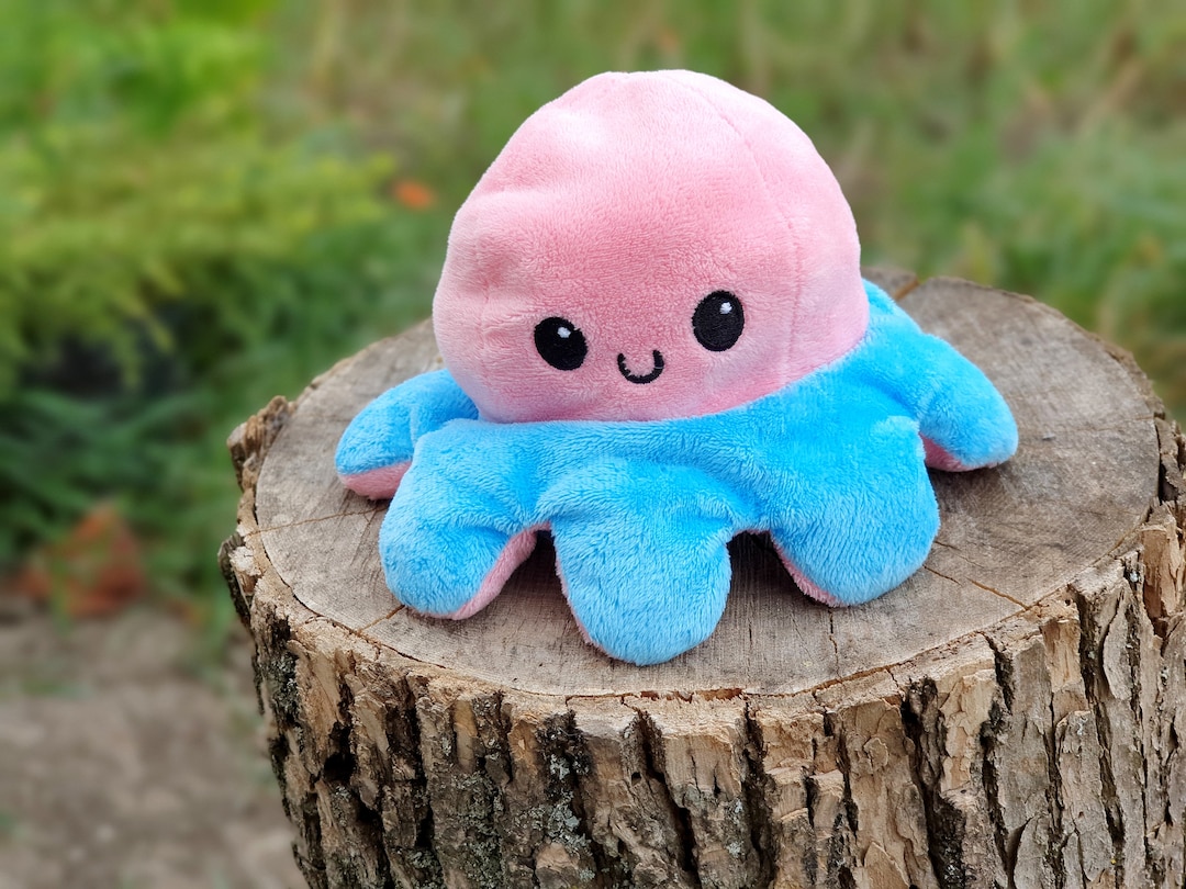Reversible Pink Blue Octopus Plush Toys Vintage Octopus Toys