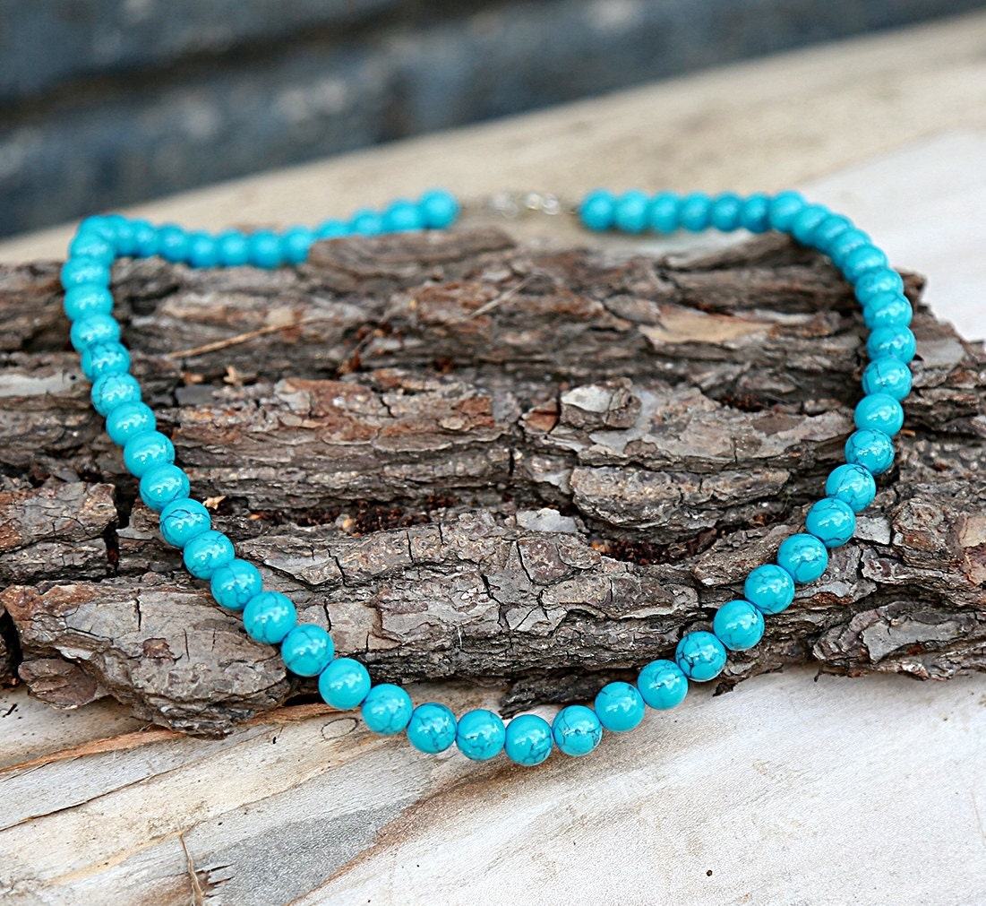 Turquoise Jewelry New Mother Gift Beaded Necklace Turquoise Etsy