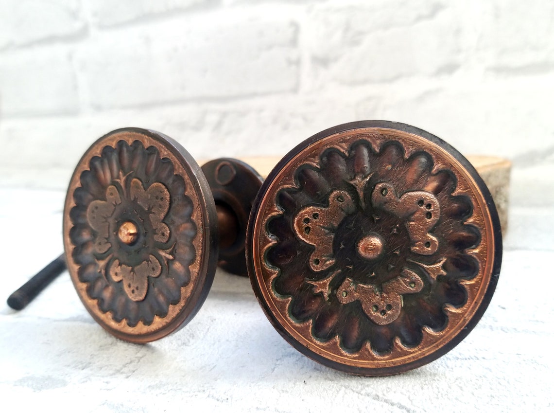 Vintage Door Knob Copper Doorknob Copper Door Handles Metal Etsy