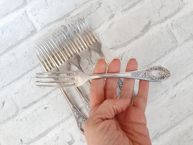 Vintage Serving Forks German silver Forks Melchior Forks Soviet vintage kitchen decor Collectible Forks Vintage silverware image 5