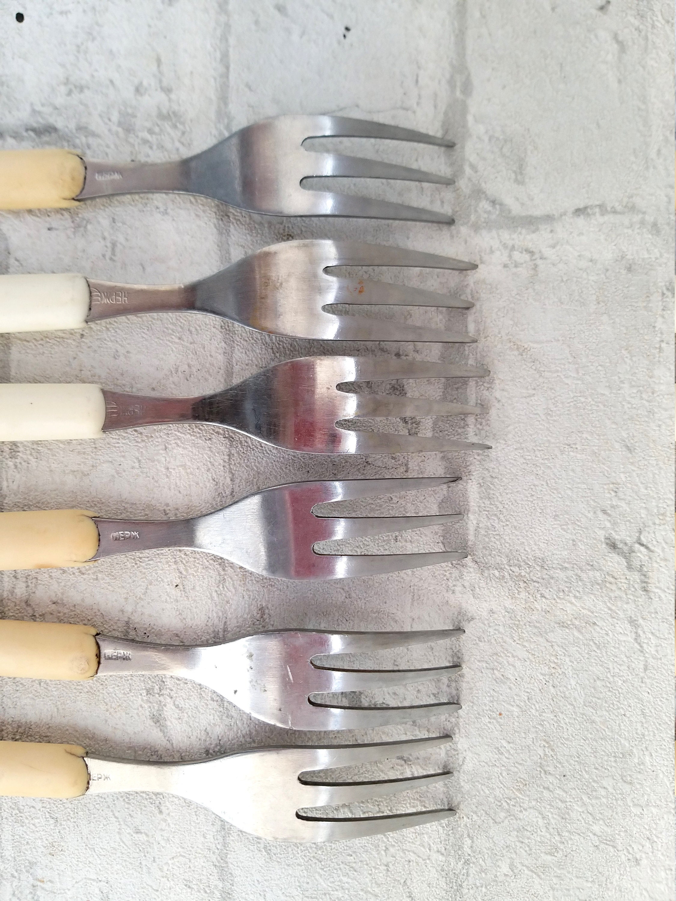 Bakelite Forks Stainless Steel Forks Vintage Bakelite Flatware Etsy