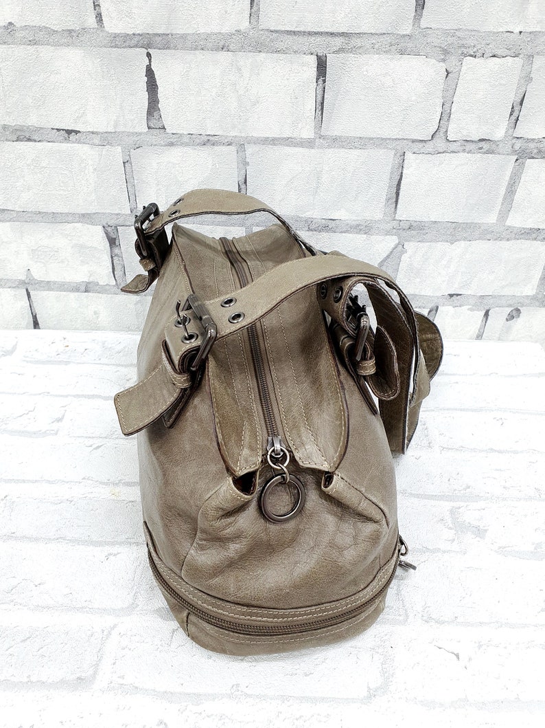 womens leather tote Khaki leather bag Vintage tote bag womens handbag Vintage womens bag Handle Bag womens boho bag image 4