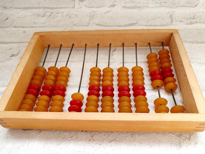 Vintage Abakus kleiner Abakus Holz Abakus Büro Dekor Rustikal Home Decor Old School Calculator Old Abacus Holz Kalkulator Sowjetischer Abakus Bild 6