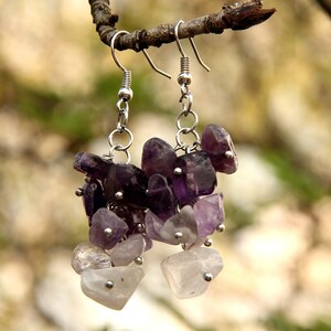 February Birthstone jewelry amethyst Jewelry amethyst earring Cluster earring birthstone earring women earrings stone Jewelry purple earrin image 6